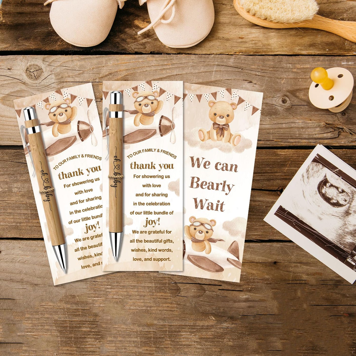 Toerifer Baby Shower Favors for 30 Guests, Baby Shower Set Gift Included 30 Pcs Bamboo Pens 30 Pcs