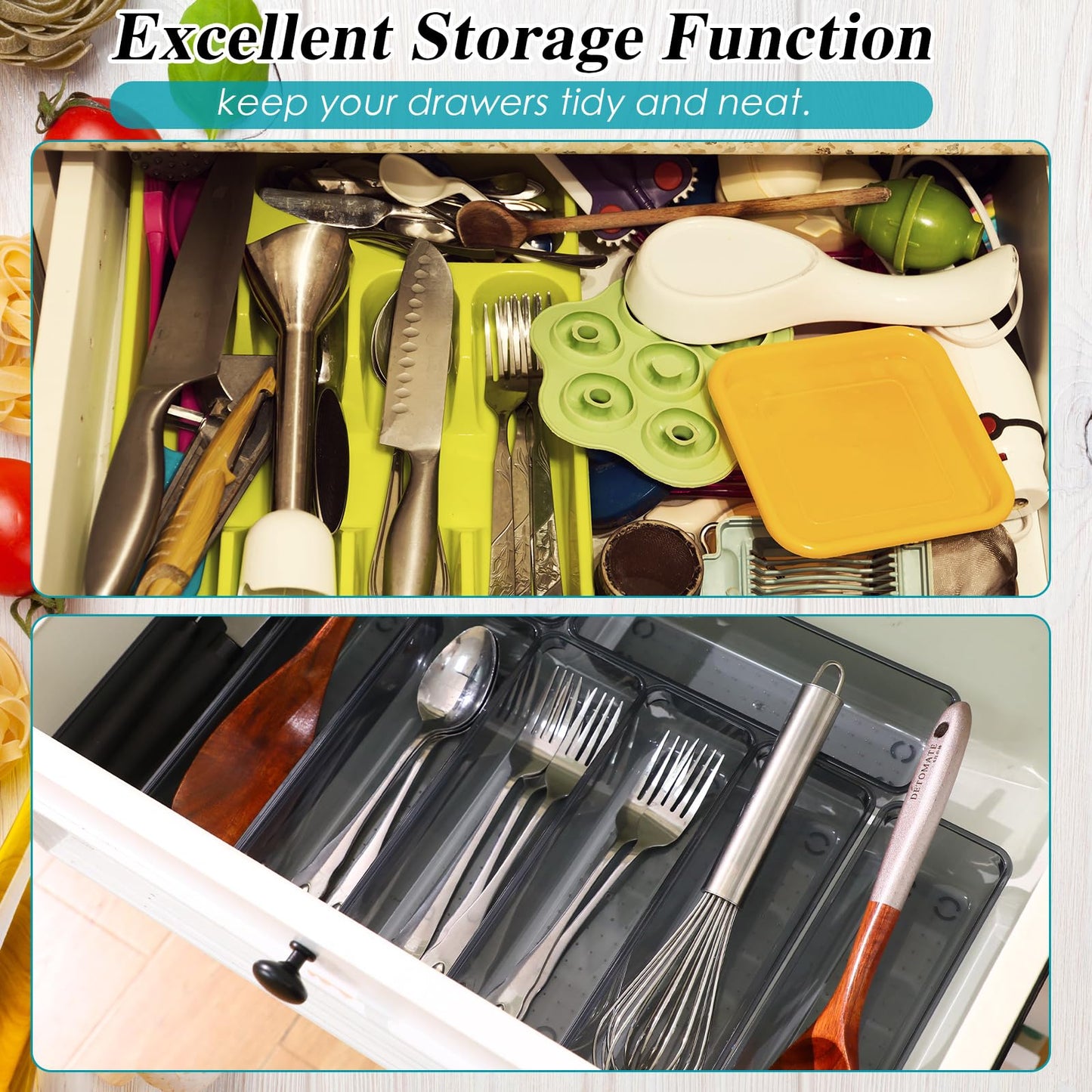 Maitys 12 Pcs Clear Drawer Organizer 9 x 3 x 2 Inches Plastic Rectangle Trays Makeup Vanity Storage