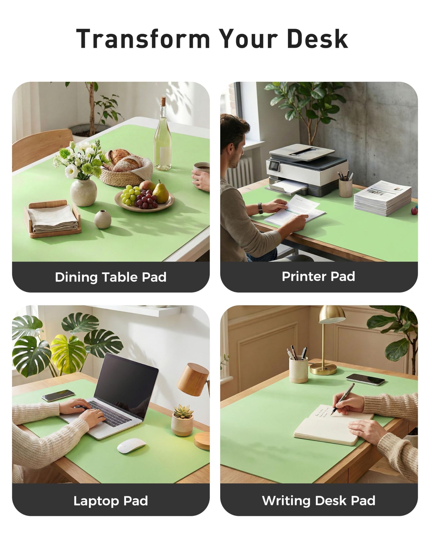 Aothia Faux Leather Desk Mat - Large Mouse Pad, Non-Slip PU Leather Blotter, Waterproof Writing