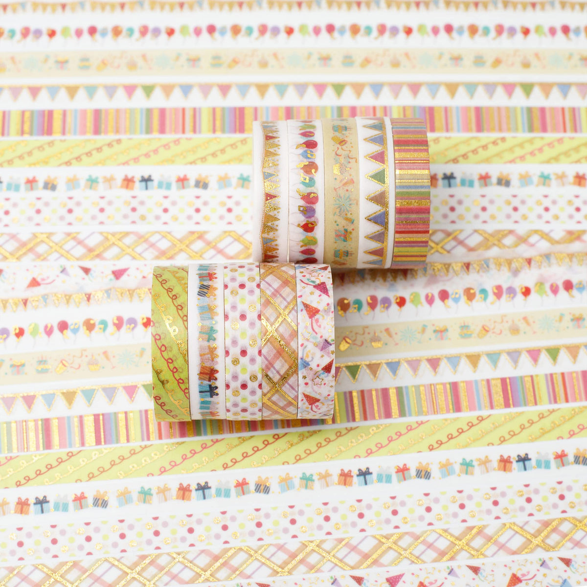 YUBBAEX 10 Rolls Sparkling Washi Tape Set 8mm Skinny Gold Foil Decorative Masking Washi Tapes for