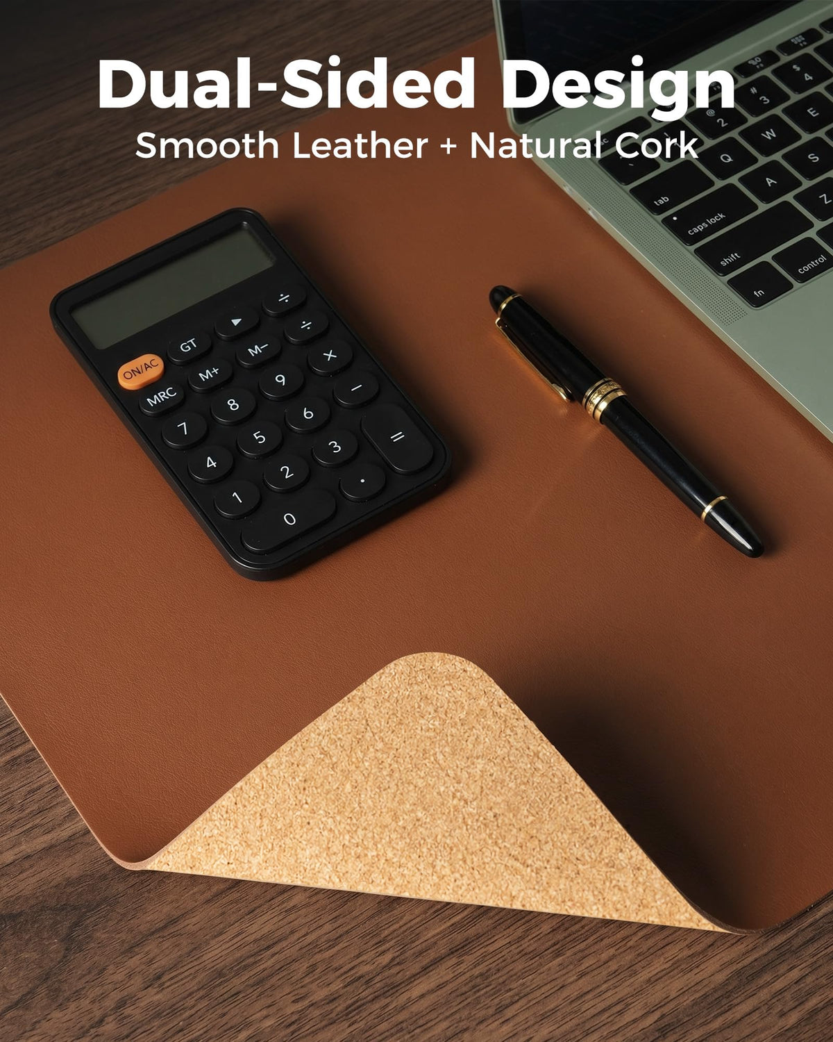Aothia Double-Sided Desk Pad, 37.8"x17" Leather Desk Mat, Eco Cork Desk Pad Protector,Large Mouse