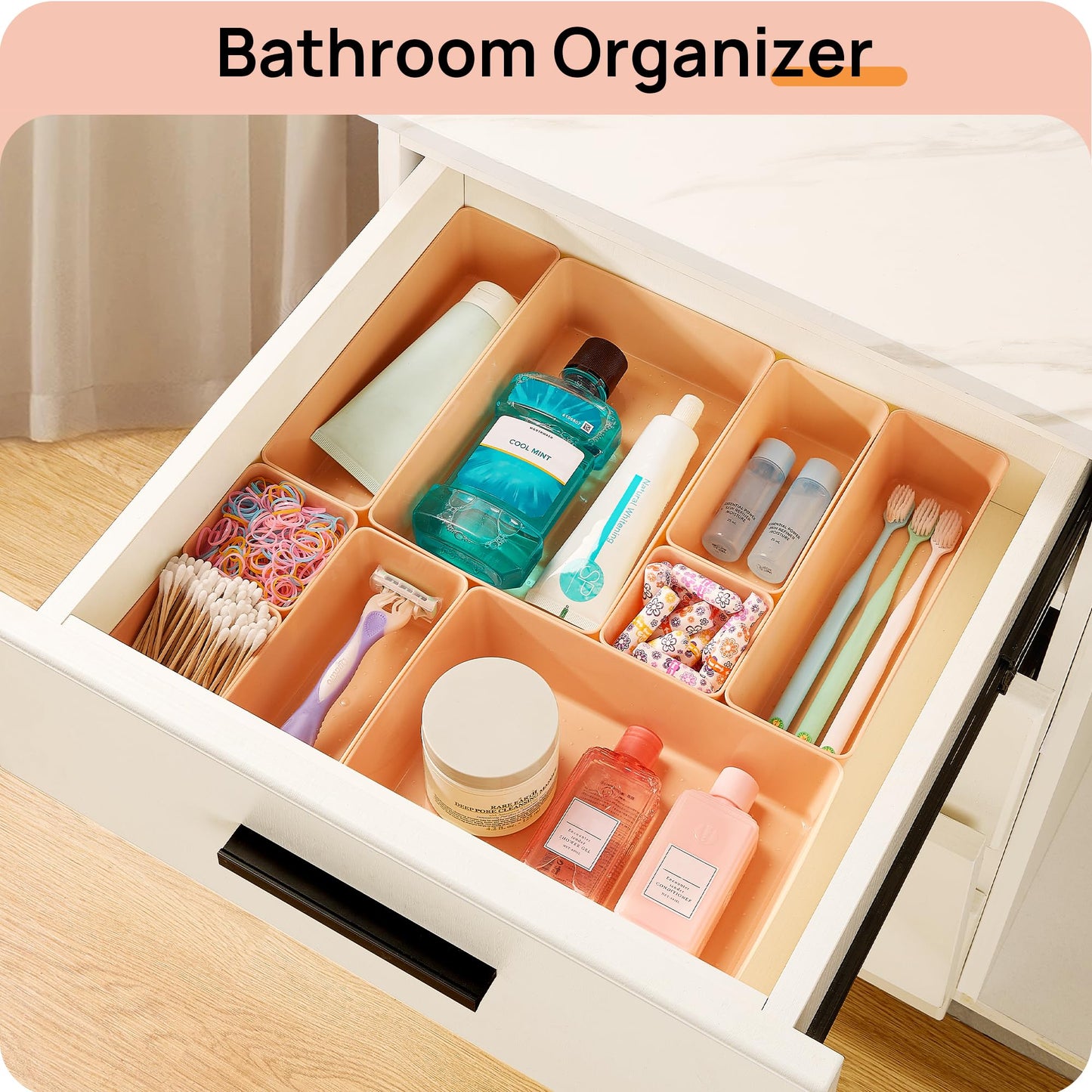 Vtopmart 25 Pack Plastic Drawer Organizers with Non-slip Rubber Pads