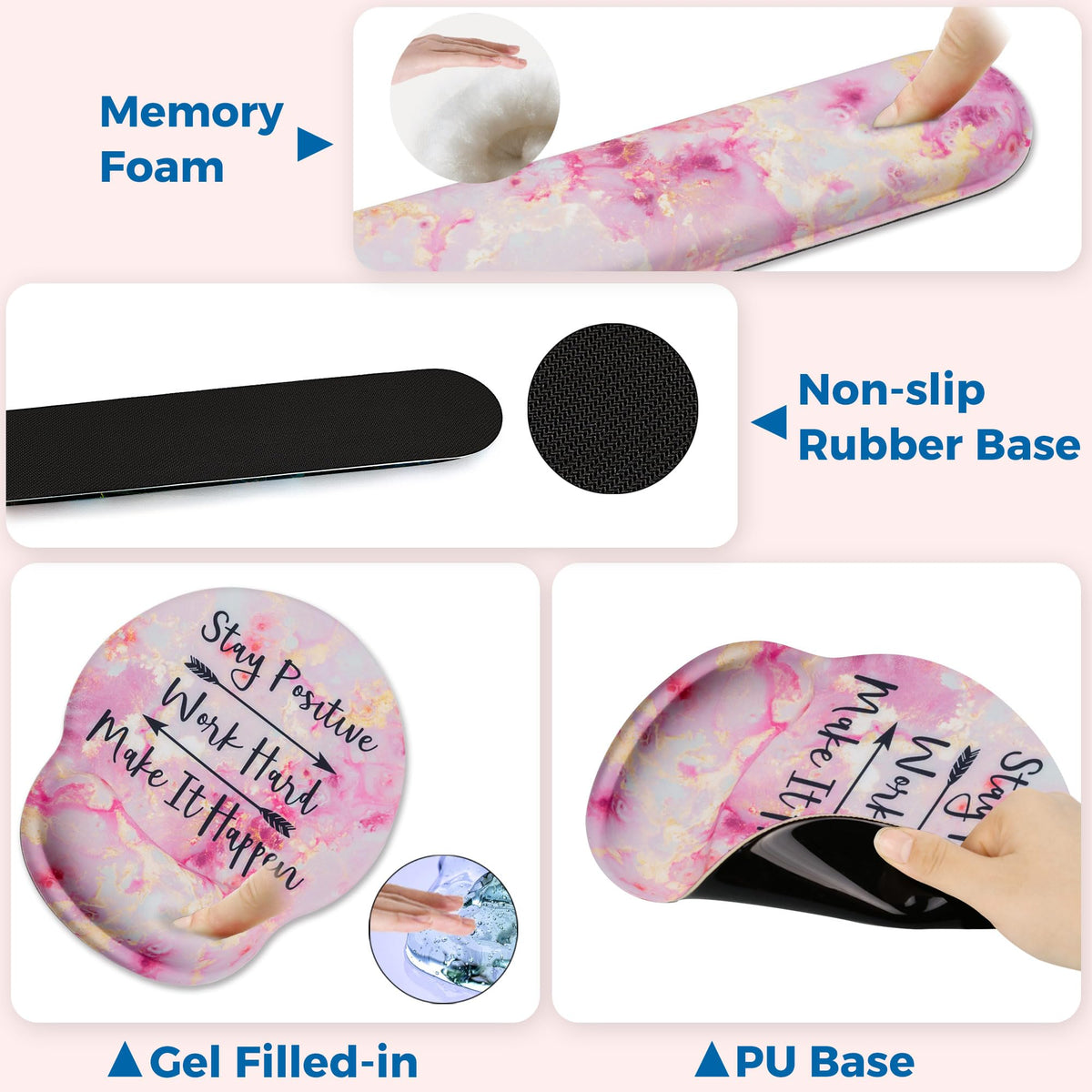 Wiabsi Mouse Pad and Keyboard Wrist Rest Support,Ergonomic Mouse Pad Set