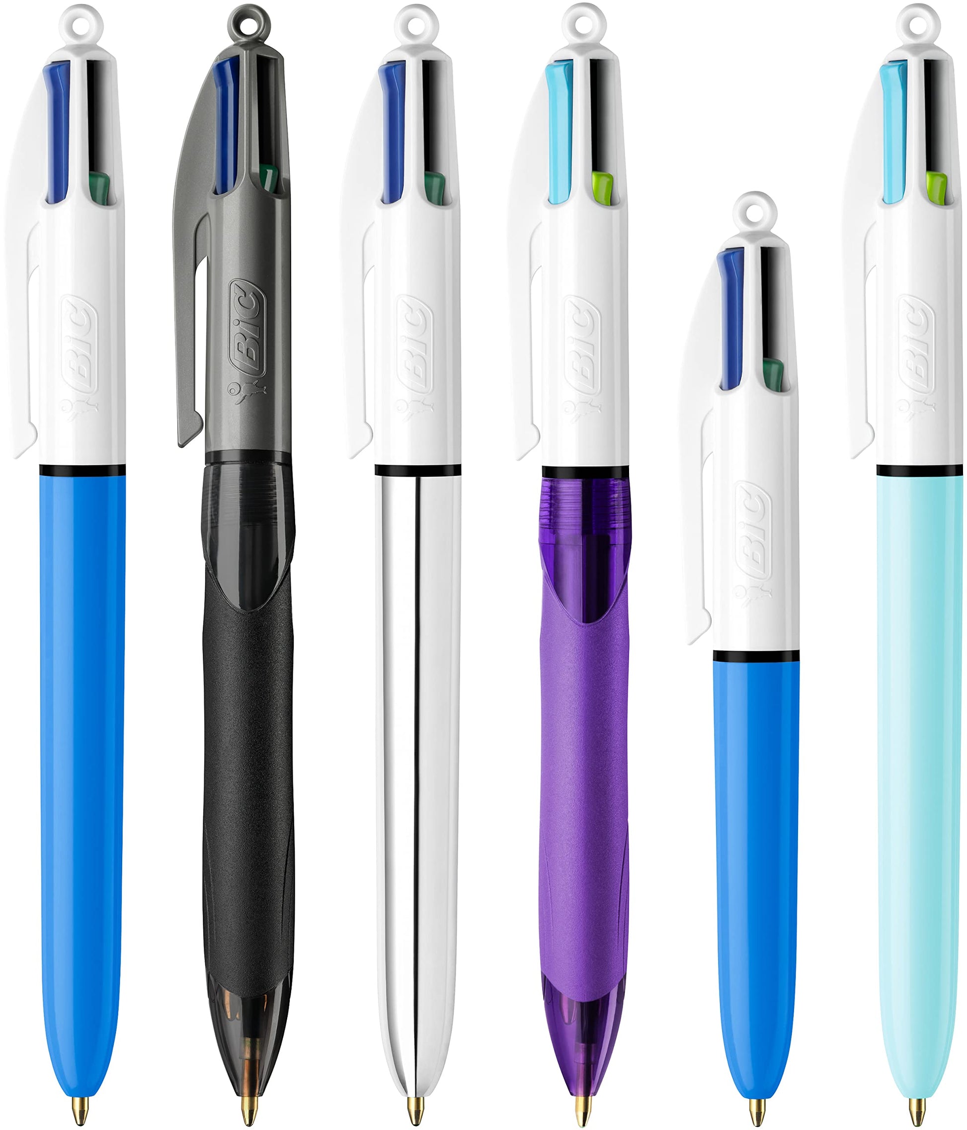 BIC 4 Colours Assorted Retractable Medium Point (1.0 mm) Ballpoint Pens, 6 Pens And Each Pen
