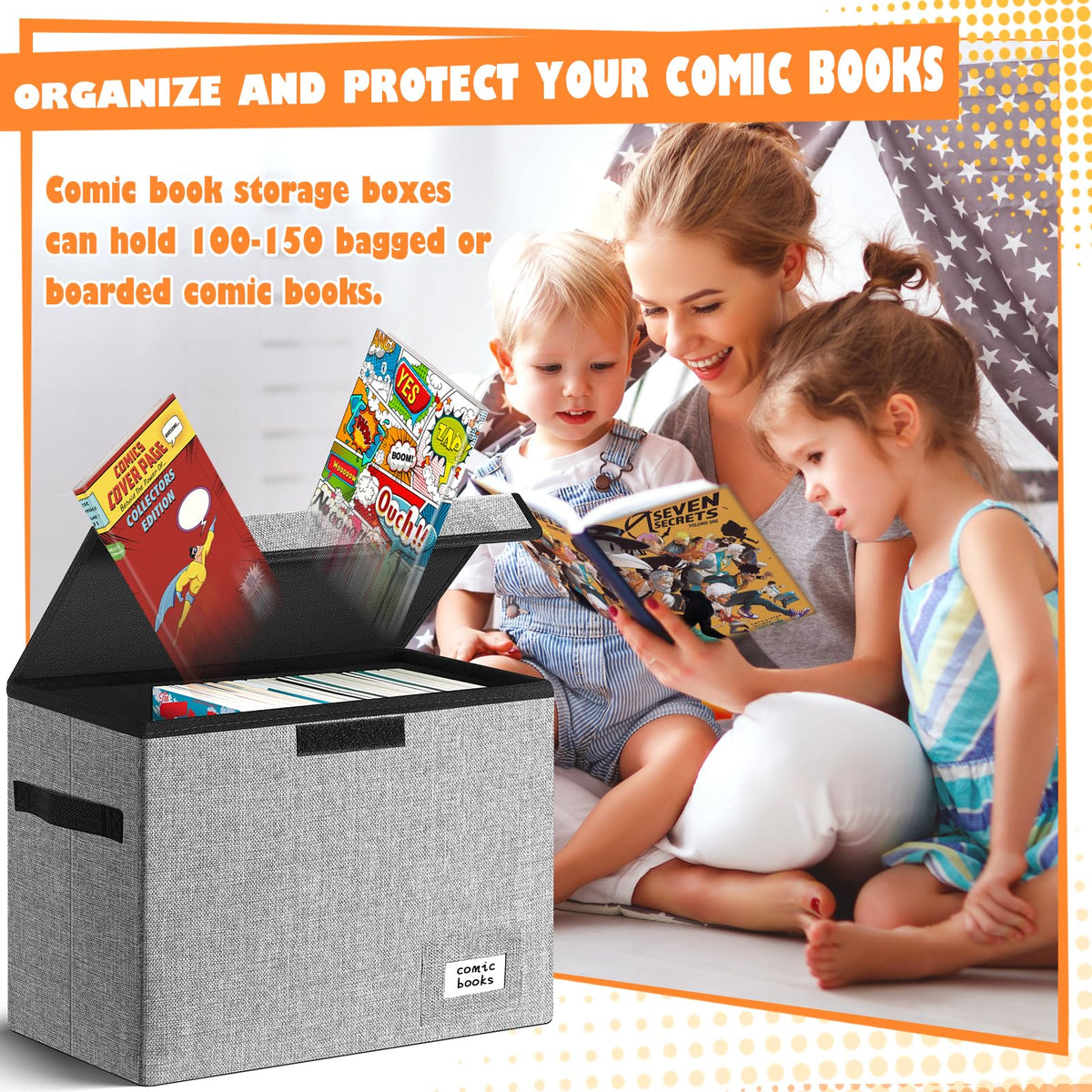 Leffis 2 Pack Comic Book Storage, Comic Book Box 15.5" X 7.5" X 11.3"