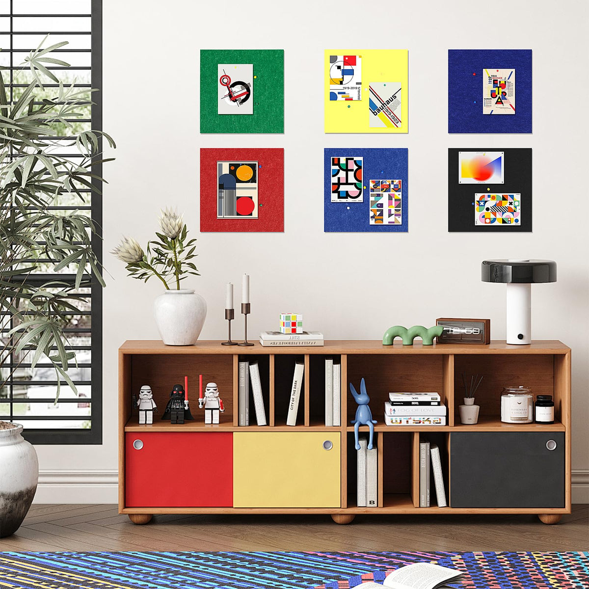 Bulletin Board, 6 Pcs Large Cork Board for Wall 36" x 24", Felt Pin Board Tiles with 40 Pushpins