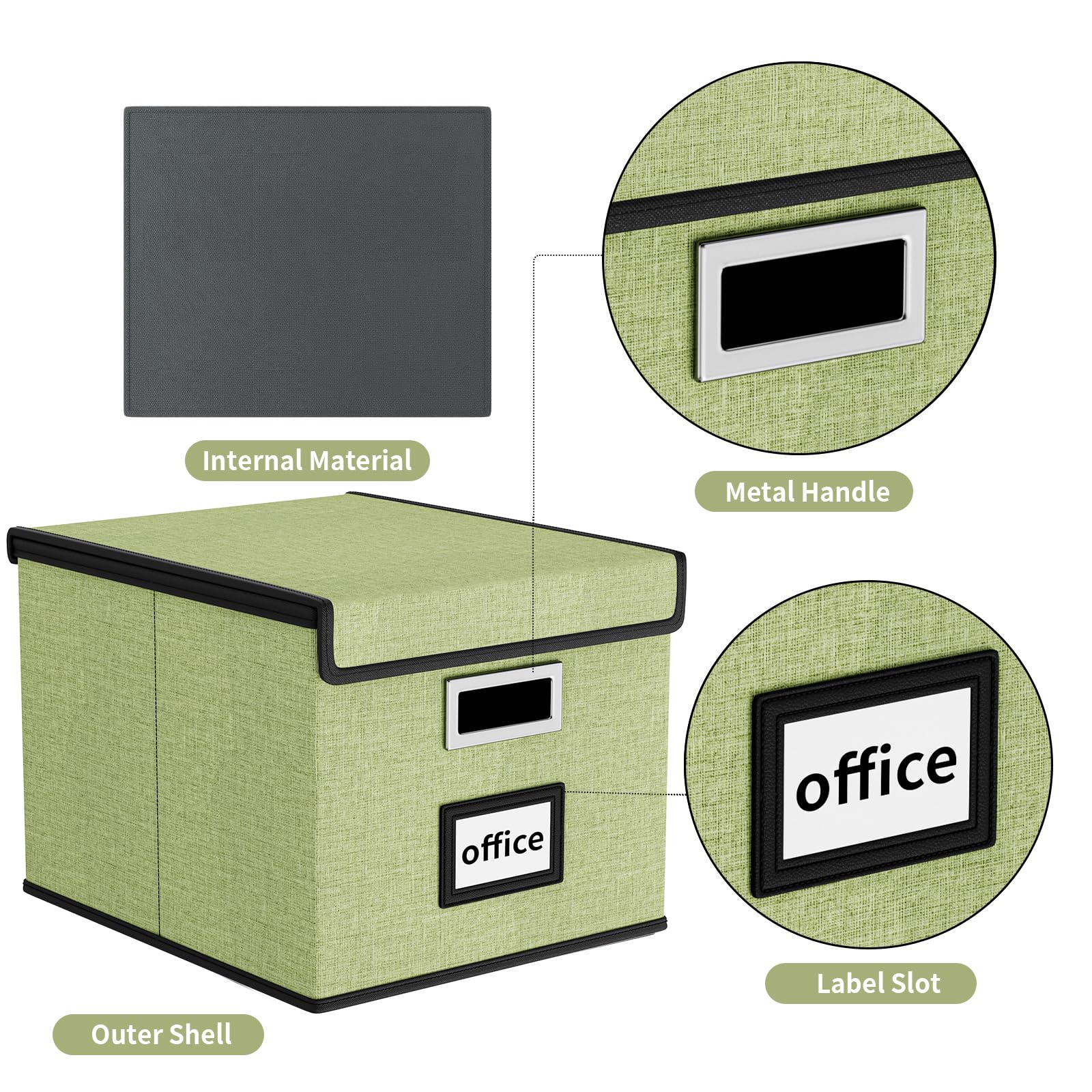 Huolewa File Organizer Box with Lids, Collapsible File Folder Organizer