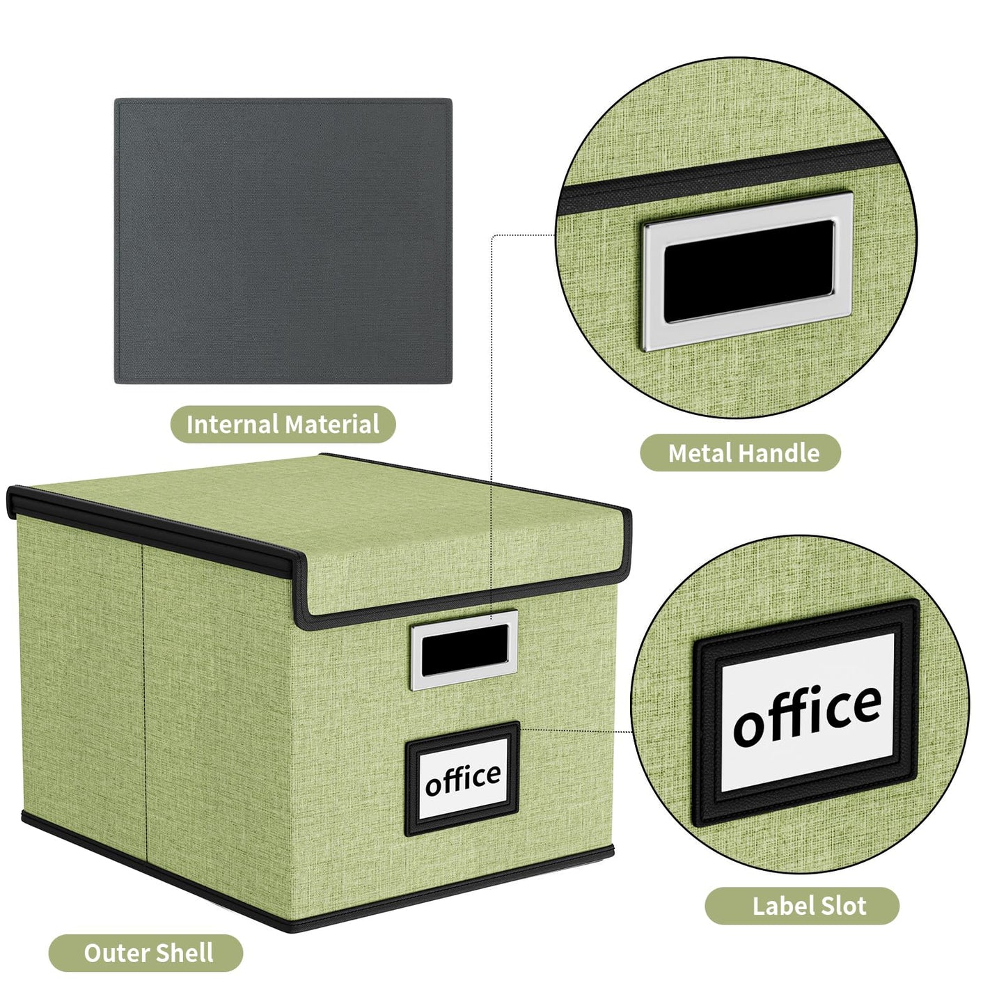 Huolewa File Organizer Box with Lids, Collapsible File Folder Organizer