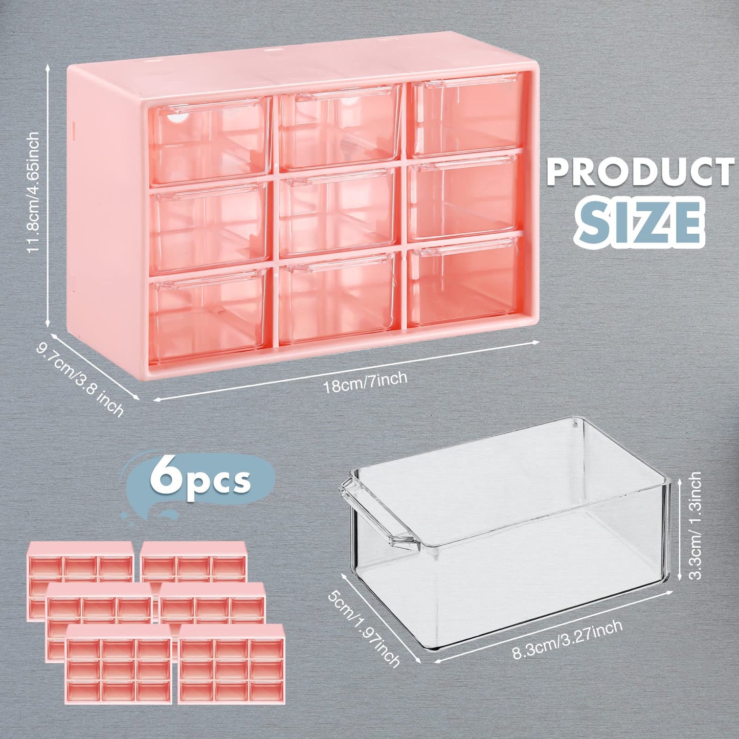 Amyhill 6 Pcs Mini Drawer Organizer Small Organizer with 9 Drawers Plastic Desktop Craft Storage