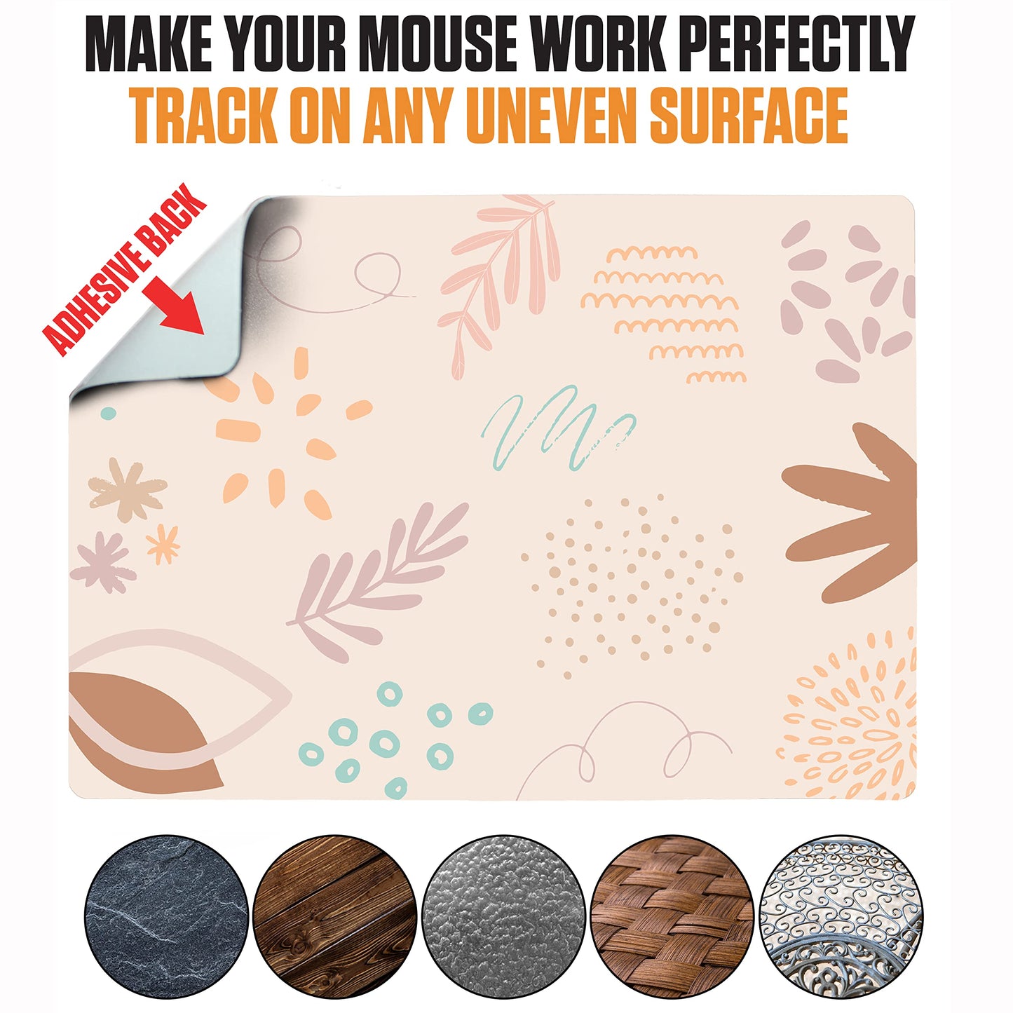 Mouse Pad Adhesive Bottom - Sticks to Any Surface - Portable - Webcam Covers and Screen Cleaner
