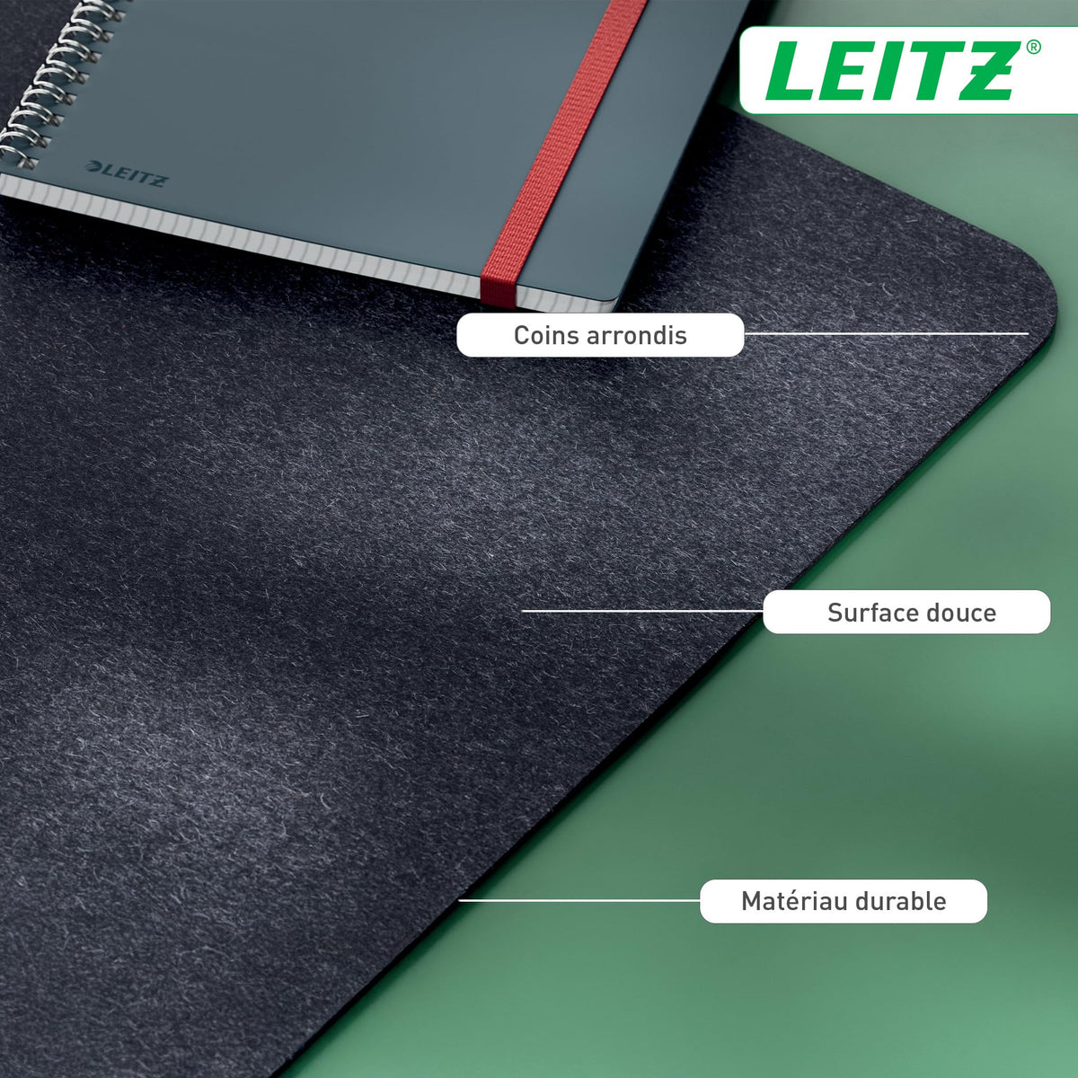Leitz Large Felt Desk Pad, Felt Desk Pad, Non-Slip Soft Surface Keyboard Mouse Pad for Office or