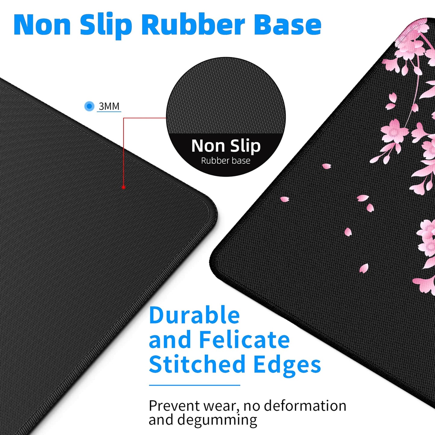 Japanese Gaming Mouse Pad Large Cherry Blossom Desk Mat, 31.5x11.8in, XL