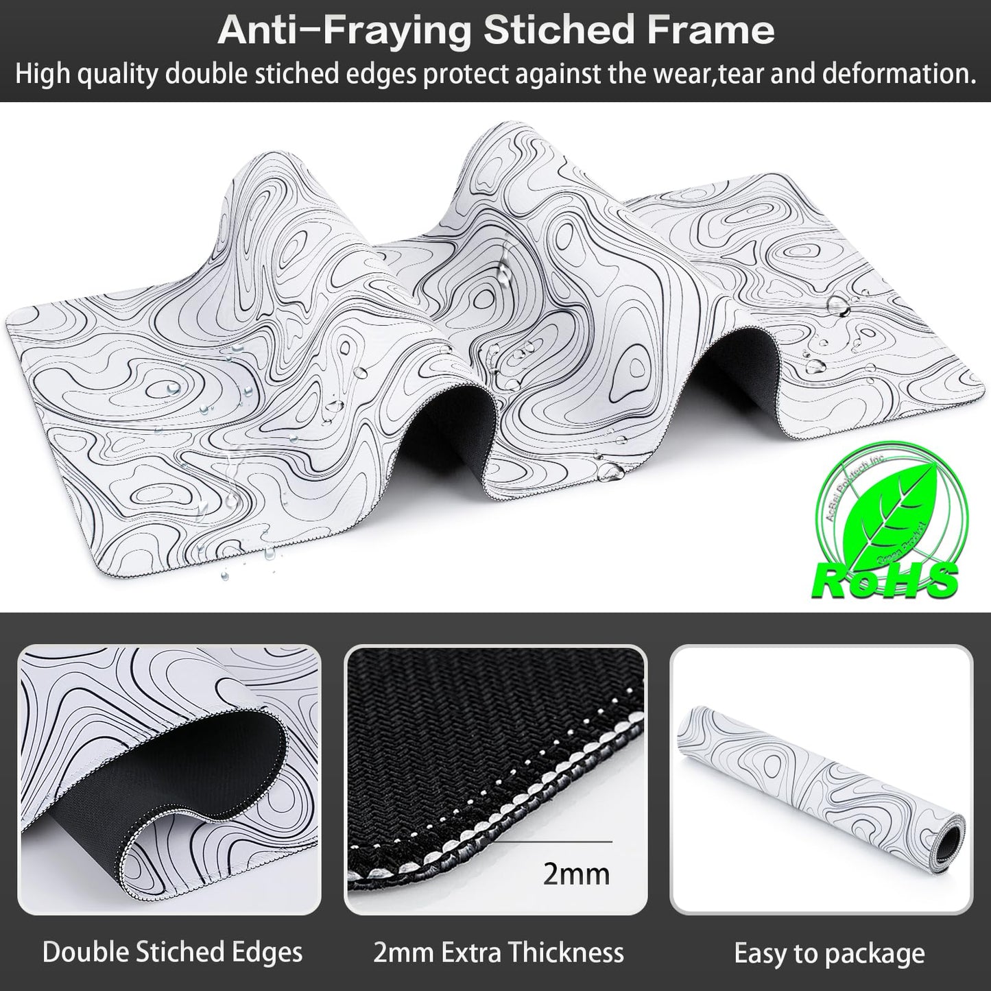 Canjoy Gaming Mouse Pad, 35.4x15.7in Topographic Large Mouse Pads for Desk