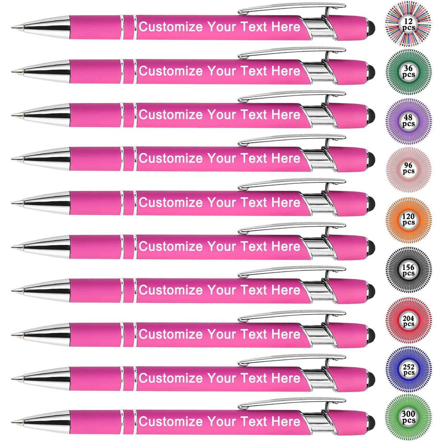 Qingxily Up to 300 Pcs Custom Pens Bulk Personalized Pens with Free Engraving Customized Stylus