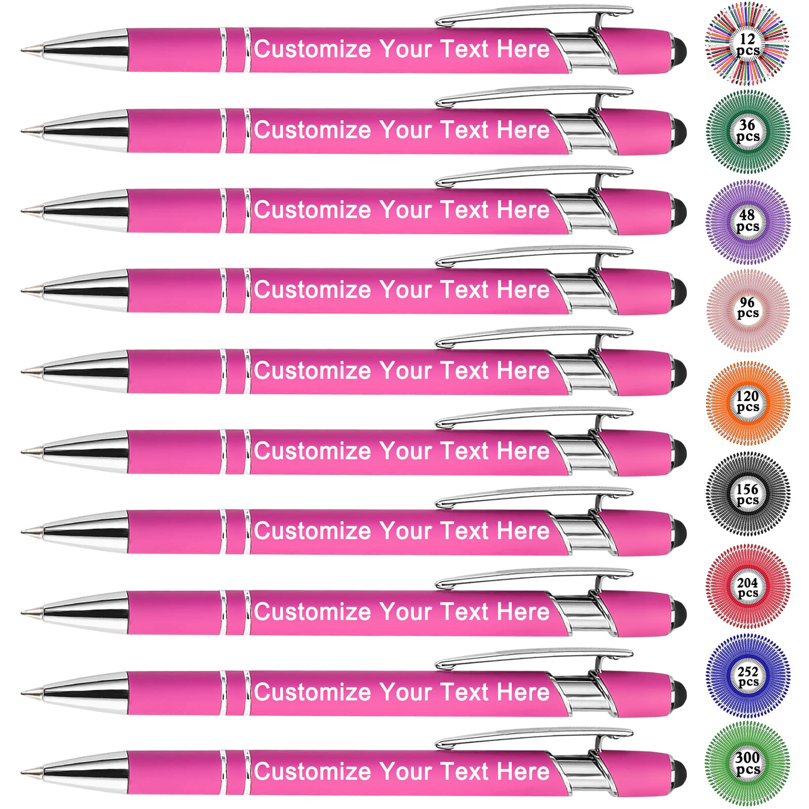 Qingxily Up to 300 Pcs Custom Pens Bulk Personalized Pens with Free Engraving Customized Stylus
