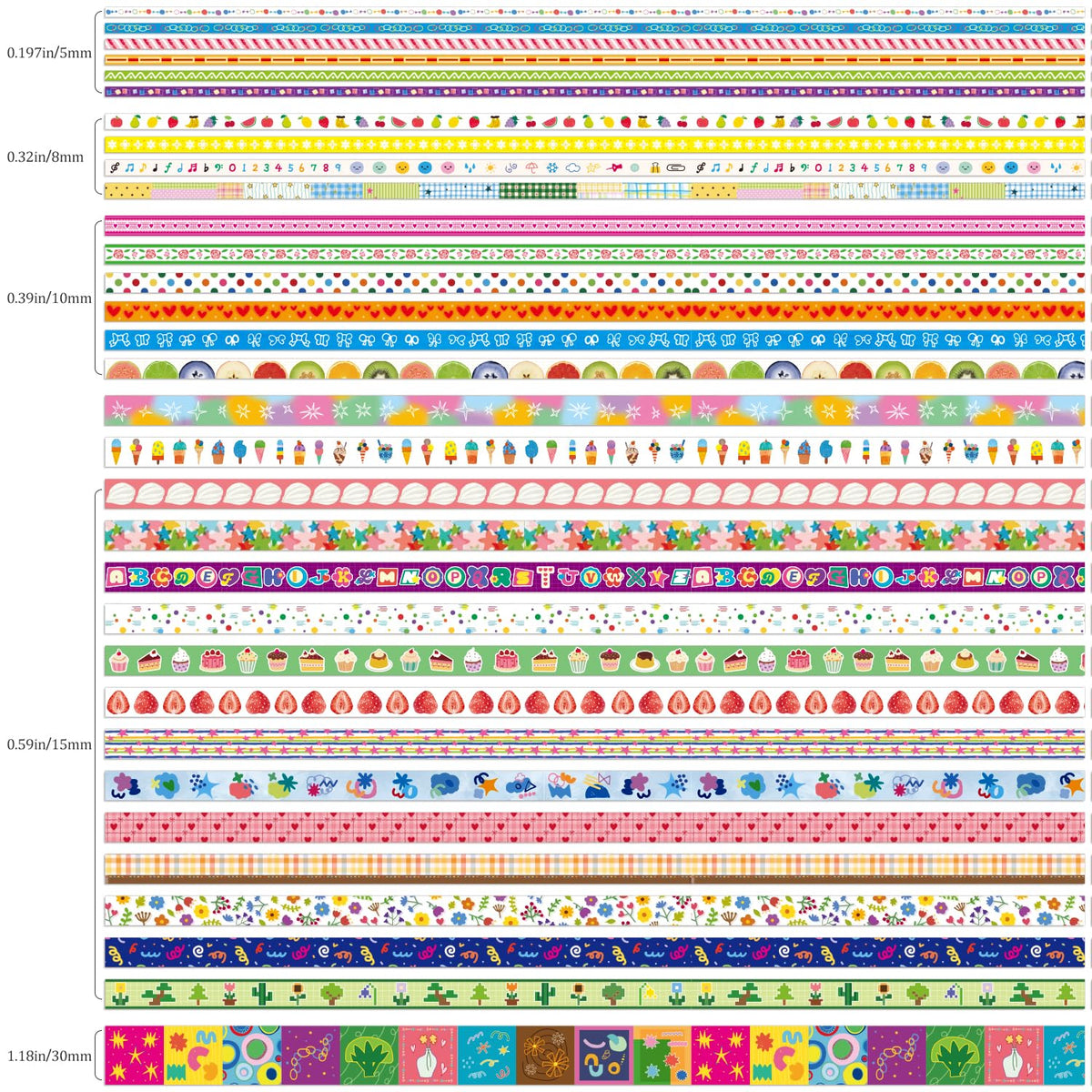 32 Rolls Washi Tape Set, Multicolored Cute Graffiti Painting Decorative Tapes, Scrapbooking and