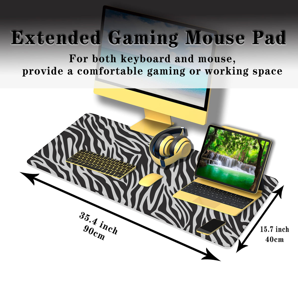 Samgula Desk Mouse Pad Black and White, Gaming Pad Big Mouse Pads, Ga Mouse Pad Non-Slip Rubber