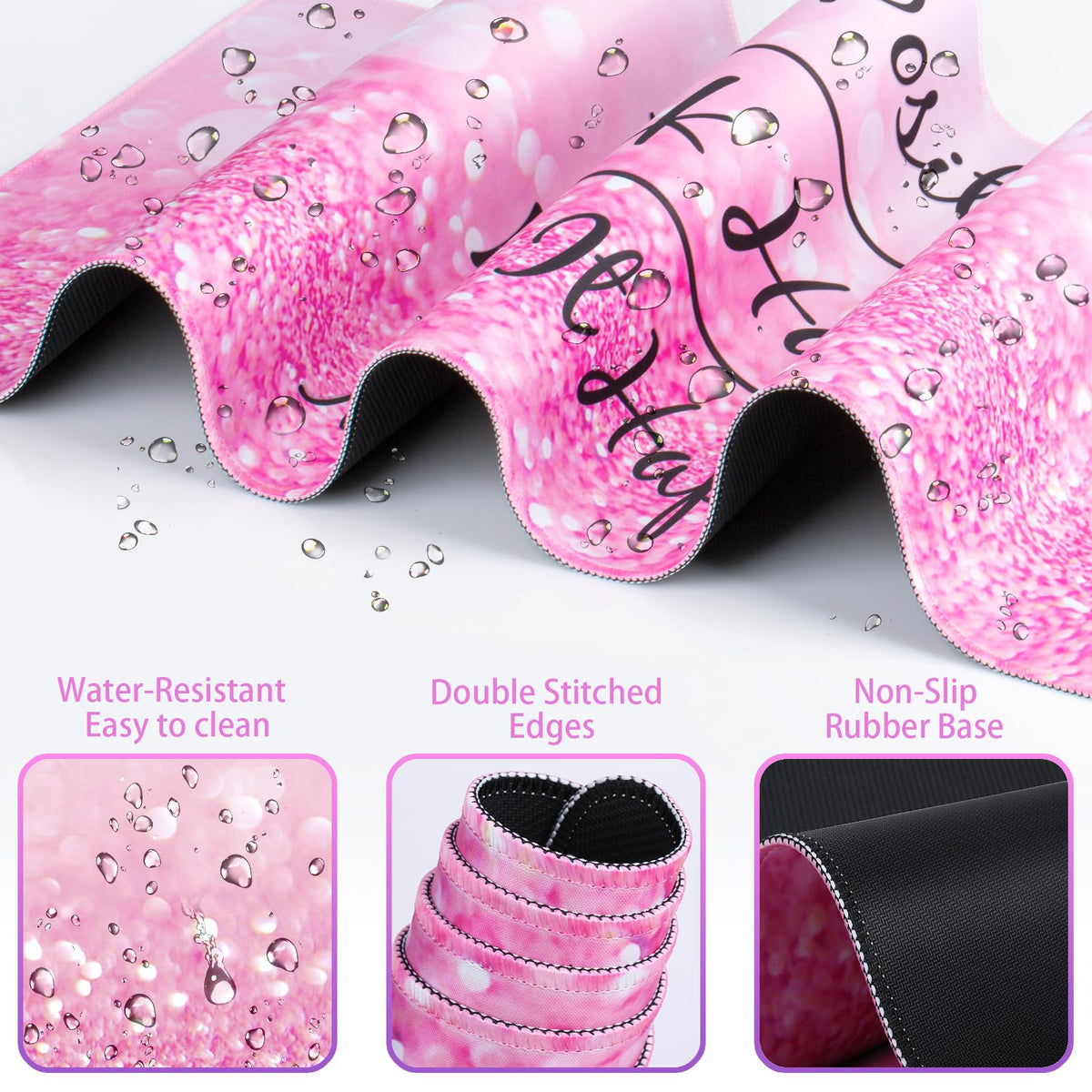 QOMOLAMA Mousepad Pink, Mouse Pad with Wrist Rest, 4-in-1