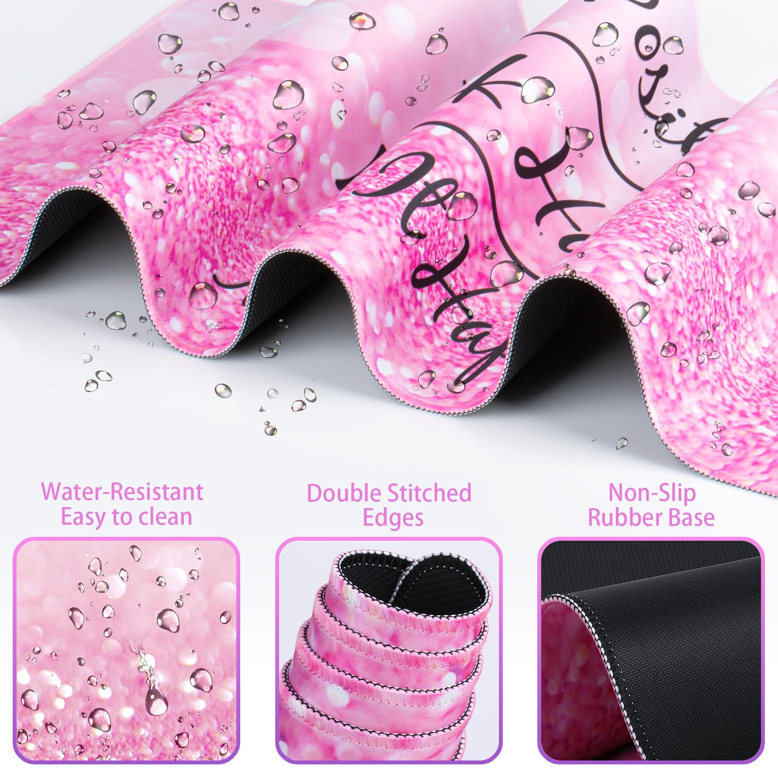 QOMOLAMA Mousepad Pink, Mouse Pad with Wrist Rest, 4-in-1