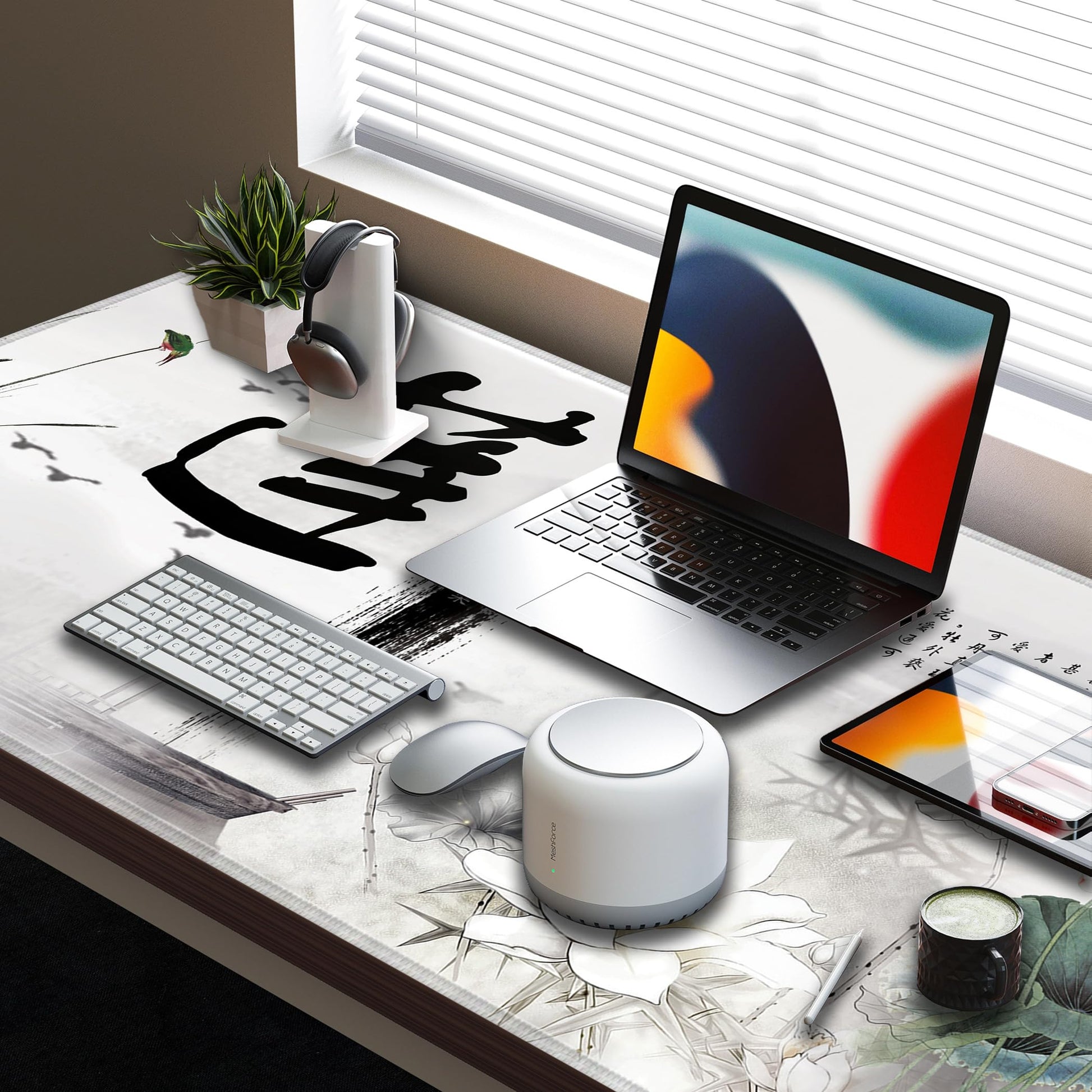 LL-COEUR XXL Landscape Gaming Mouse Pad Computer Keyboard Mat Office Desk Pad (Lotus 2, 47.2" x