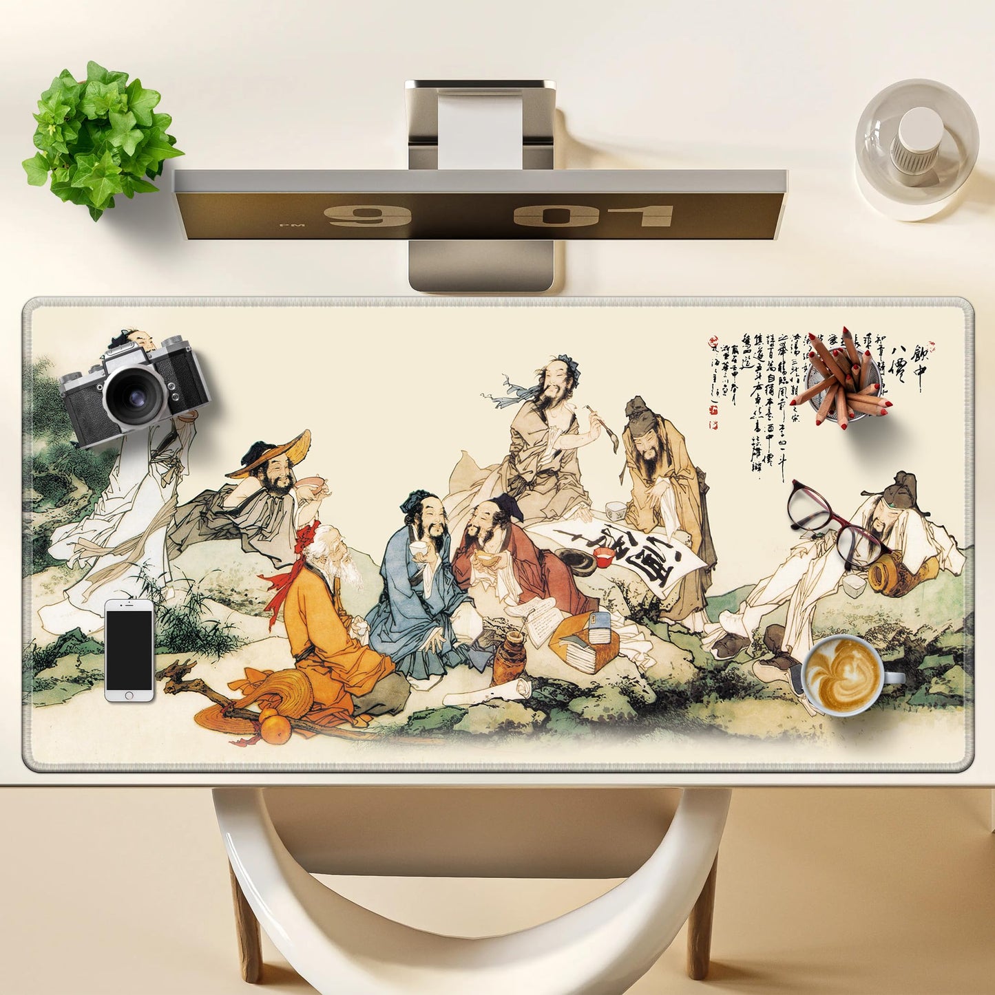 LL-COEUR XXL Landscape Gaming Mouse Pad Computer Keyboard Mat Office Desk Pad (Eight Immortals