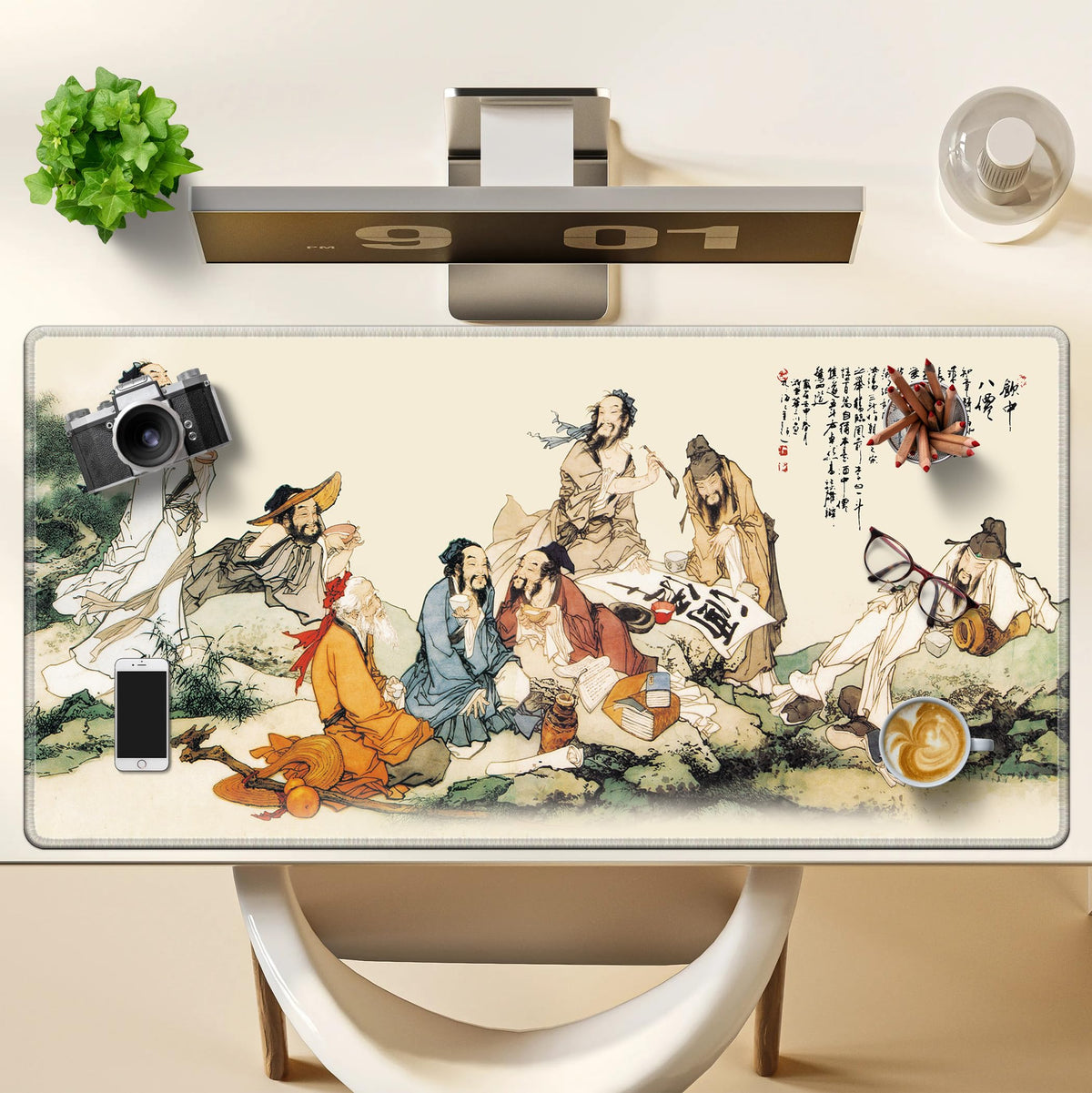 LL-COEUR XXL Landscape Gaming Mouse Pad Computer Keyboard Mat Office Desk Pad (Eight Immortals