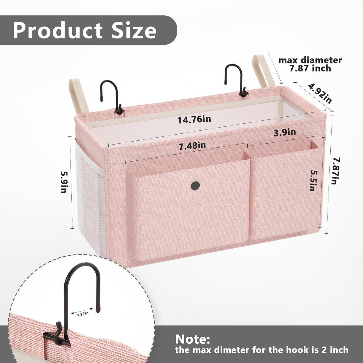 Bedside Caddy Bedside Storage Hanging Organizer for Bunk Dorm Bed Rail
