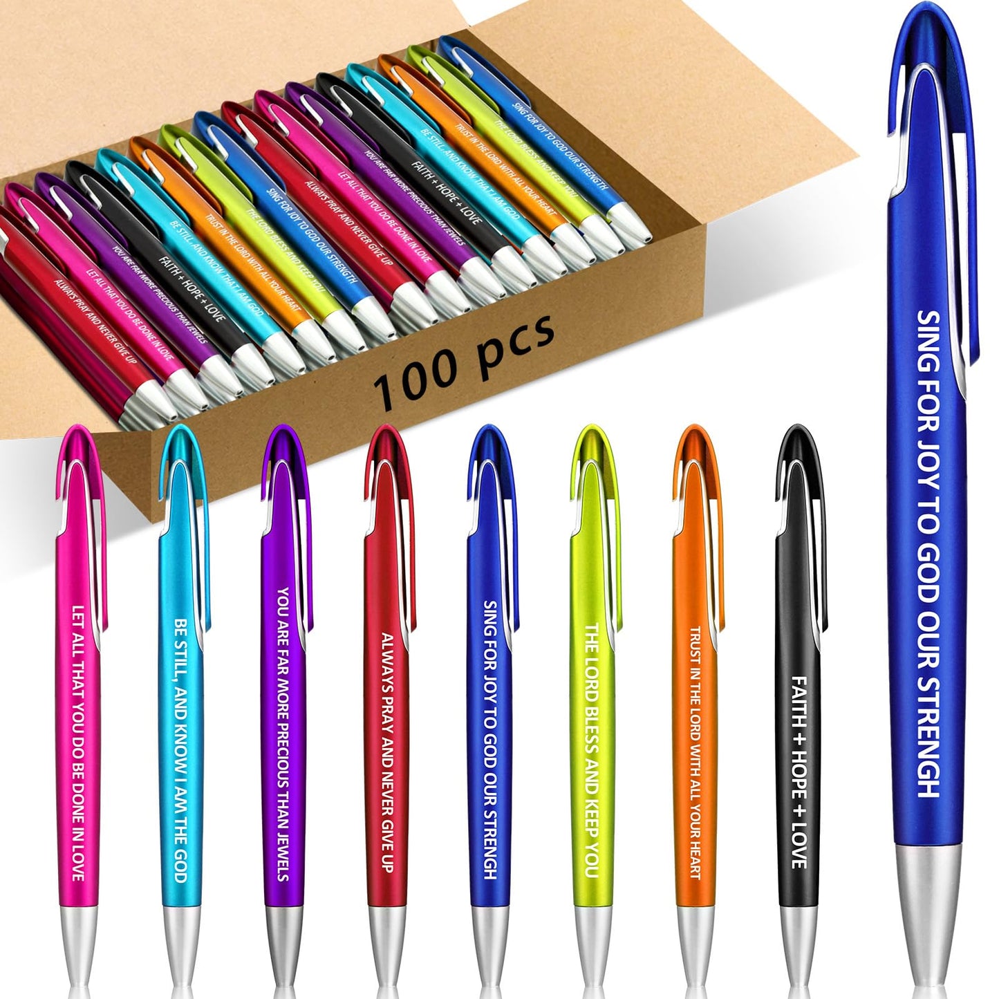 Lincia 100 Pcs Bible Verse Ballpoint Pens Bulk, Medium Point, Black Ink