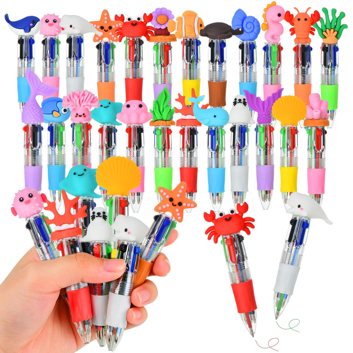 Zhirlyn Under the Sea Party Favors Ocean Animals Multicolor Pen in One Cute Fun 4-in-1 Pens Bulk