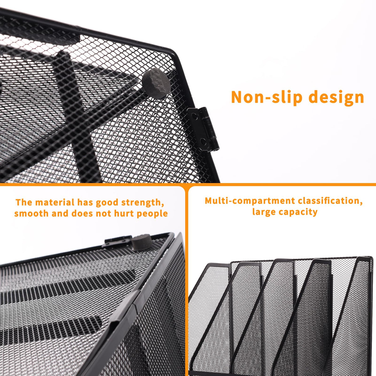 HMXLJJY Mesh Metal A4 Magazine File Holder, Desktop 4 Sections Document Holder Office File Storage