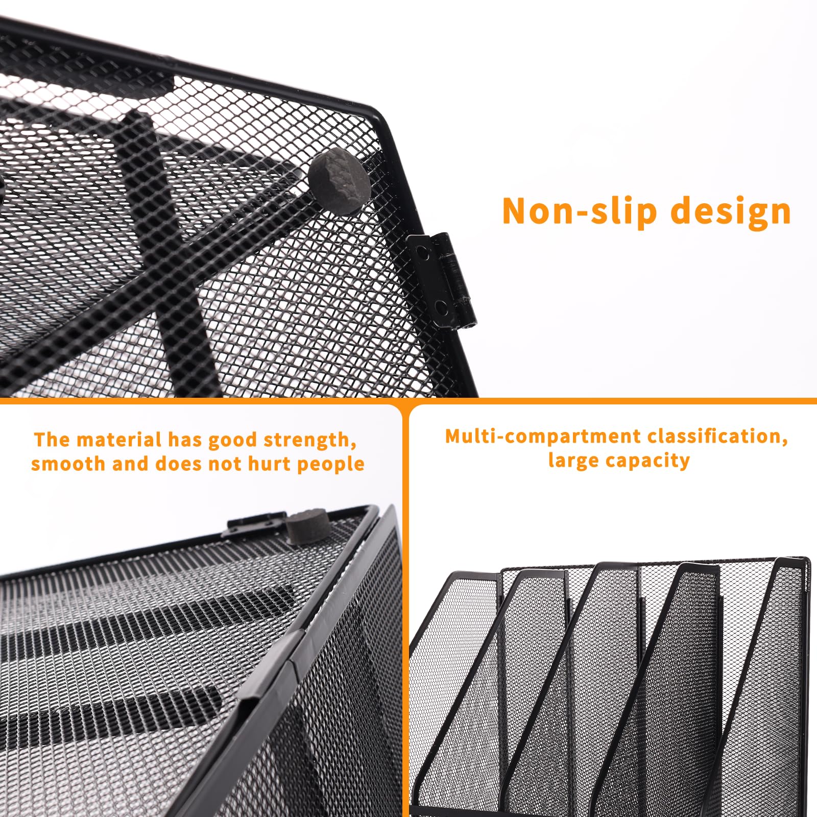 HMXLJJY Mesh Metal A4 Magazine File Holder, Desktop 4 Sections Document Holder Office File Storage