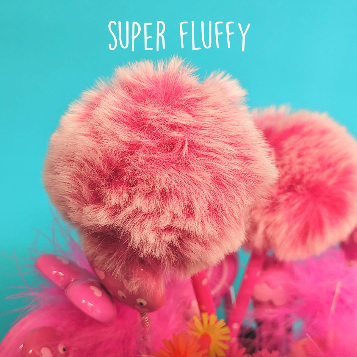 Tinc Cute Fluffy Pom Pom Pen for Party Bags, School Supplies Ballpoint Pen, Pink