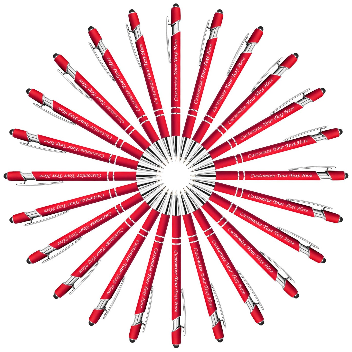 Personalized Pens with Stylus Tip, Custom Engraving Pens 24PCS, Soft Touch Ballpoint Pen, Printed