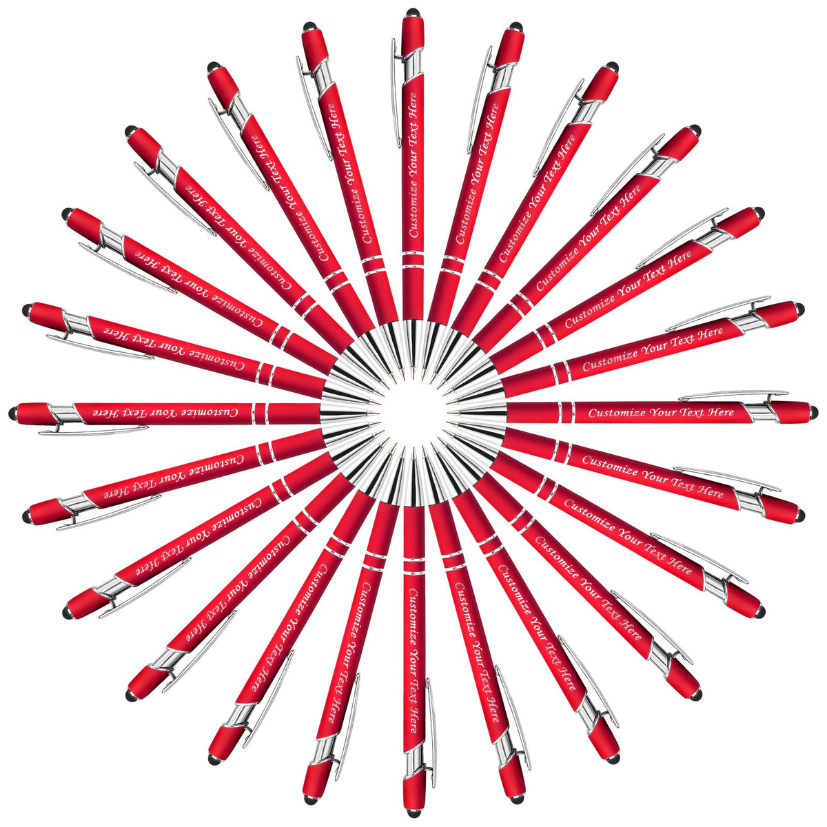 Personalized Pens with Stylus Tip, Custom Engraving Pens 24PCS, Soft Touch Ballpoint Pen, Printed