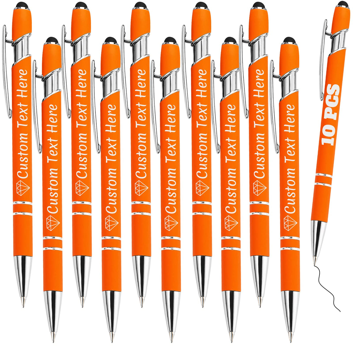 Personalized Pens Bulk 10 with Name Custom Engraving Ballpoint Pens with Stylus Tip Customized