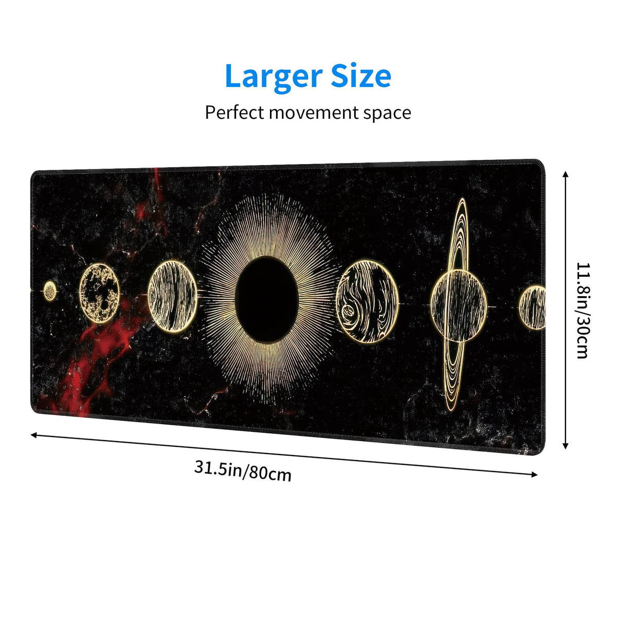 Galaxy Planet Large Mouse Pad,Gaming Keyboard Desk Pad,Extended Mouse Mat Non-Slip Rubber Base with
