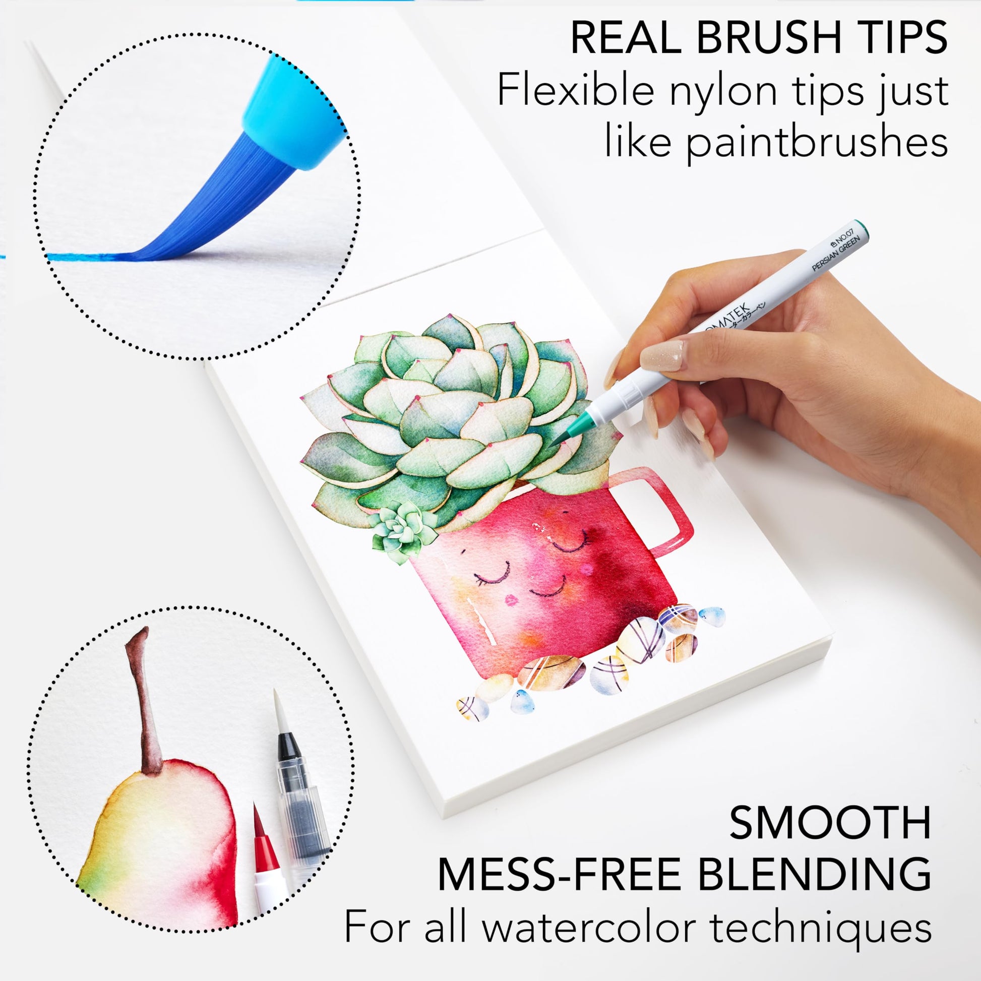 CHROMATEK 30 Watercolor Brush Pens | 15 Page Tutorial Pad & Online Video Series | Brush Tips |