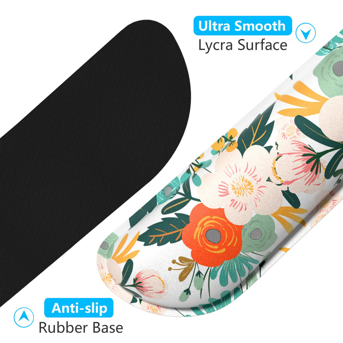 Dapesuom Enlarge Keyboard Wrist Rest, Memory Foam Wrist Cushion for Desk Mats Support, Cute Flower