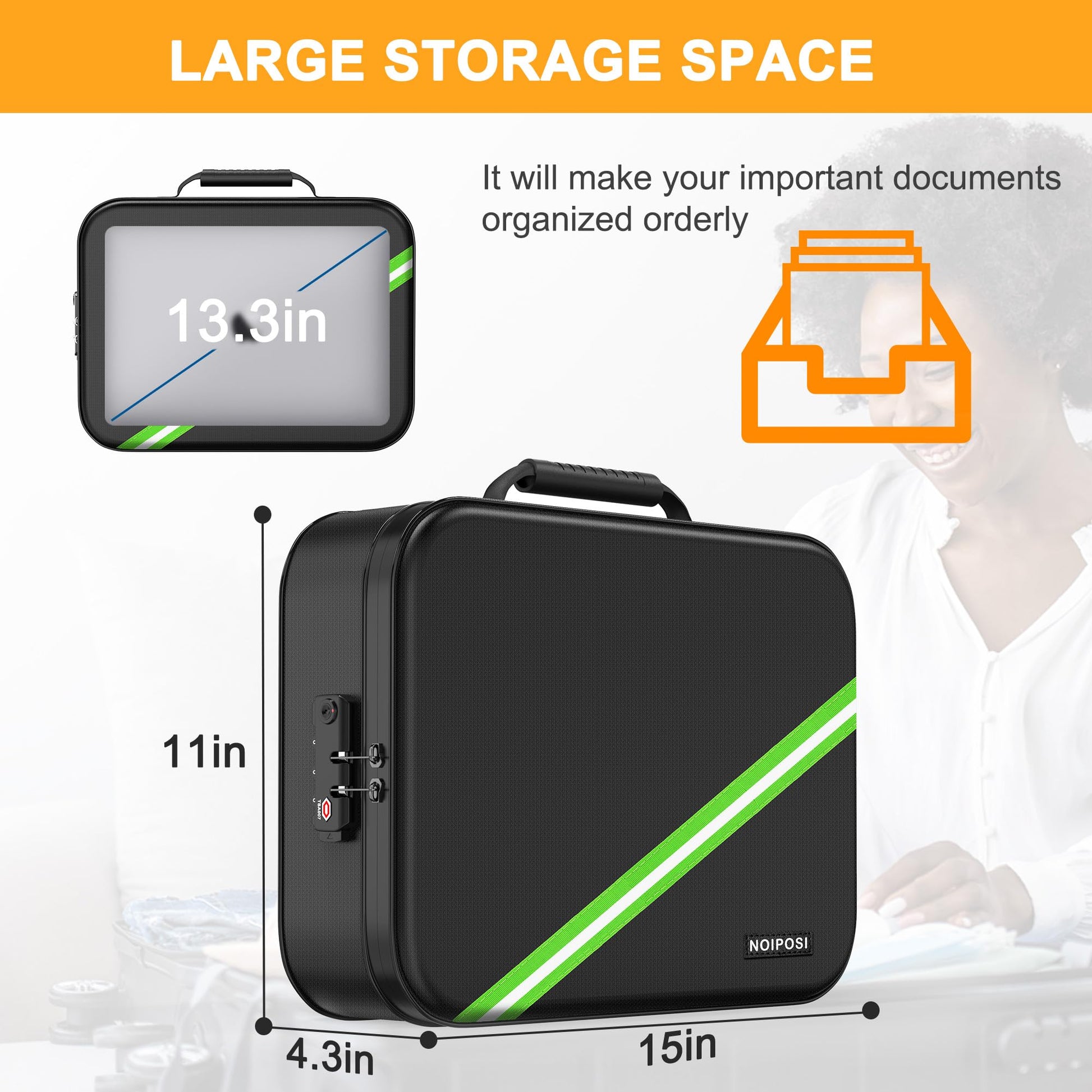 Noiposi Fireproof Document Box with Lock 5200℉-8 Layer