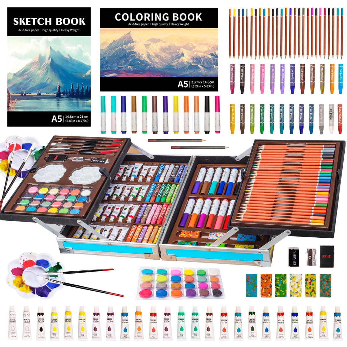 KINSPORY Deluxe Art Supplies Kit for Kids, Boys, Girls, Teens, Ages 5-12, with Sketch Pad