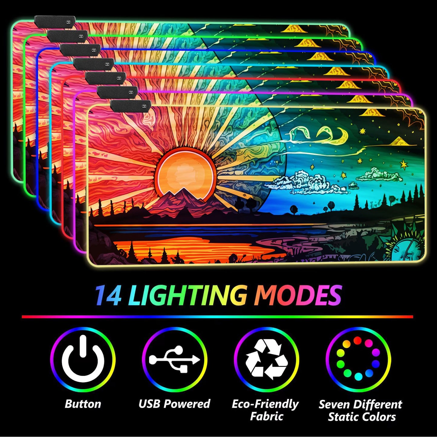 DINKY RGB Mouse Pad Large, Led Gaming Mousepad Glowing Mat Colorful Soft Keyboard Mat for Computer