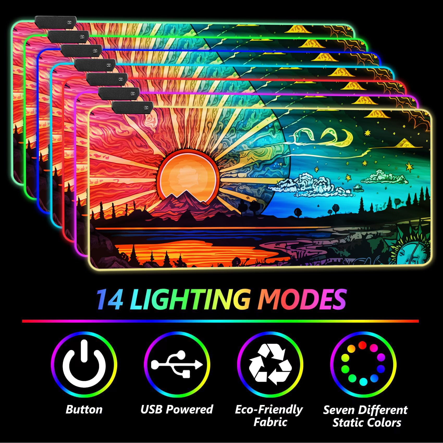 DINKY RGB Mouse Pad Large, Led Gaming Mousepad Glowing Mat Colorful Soft Keyboard Mat for Computer