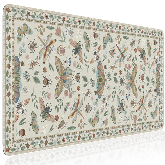 HAOCOO Large Floral Desk Pad, Non-Slip Desk Matt for Keyboard Mouse(Beige