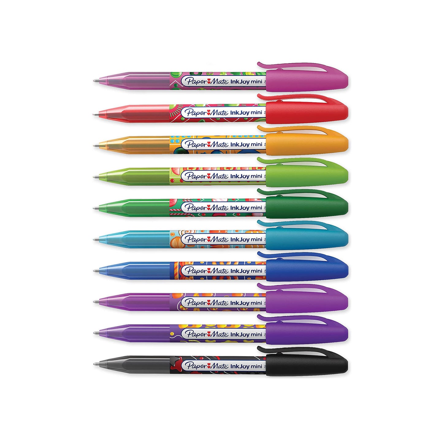 Paper Mate InkJoy Mini Ballpoint Pens | Retractable Medium Point (1.0mm) | Candy Pop Wraps | 10
