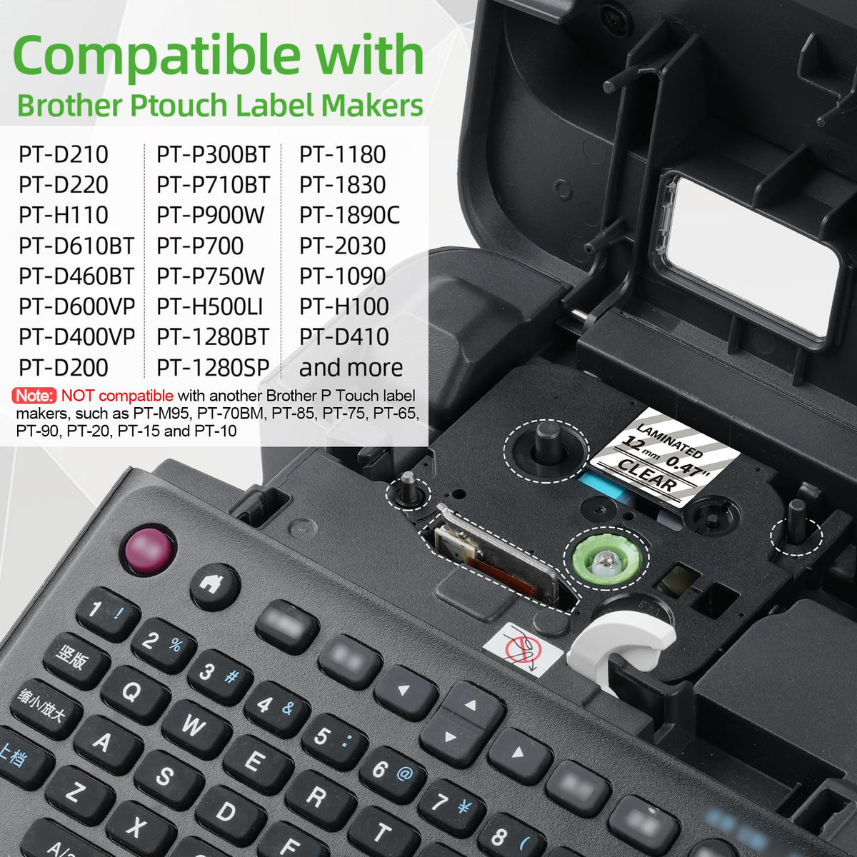 TZe-131 TZe131 Clear Label Maker Tape Replacement for Brother P Touch Label
