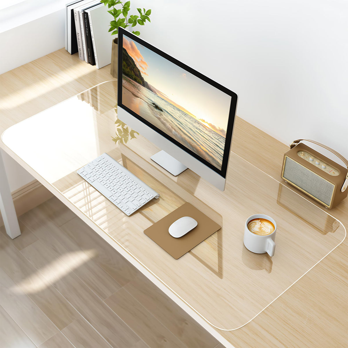 NATRKE Clear Desk Mat Pad, 27.6"x15.7" Large Transparent Computer Desk Mat Plastic Desktop