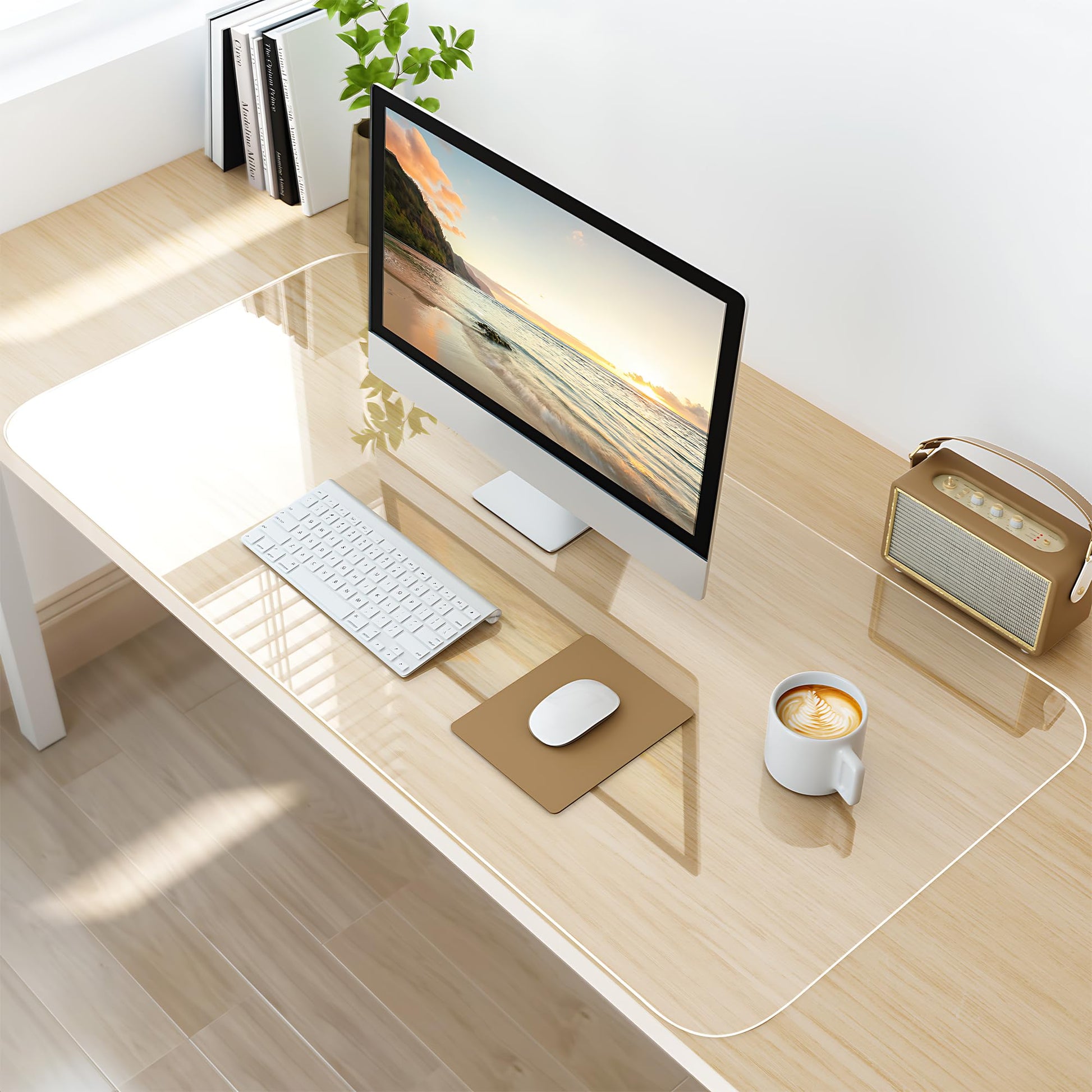 NATRKE Clear Desk Mat Pad, 39.4"x15.7" Large Transparent Computer Desk Mat Plastic Desktop