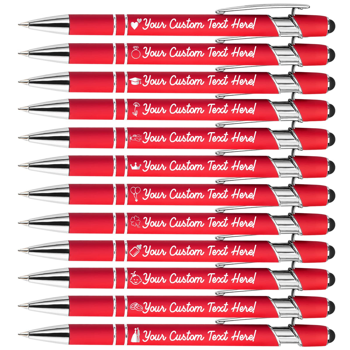 Amlion Custom Pens Personalized Bulk, Customized Ballpoint Pens with Stylus Name Message Logo