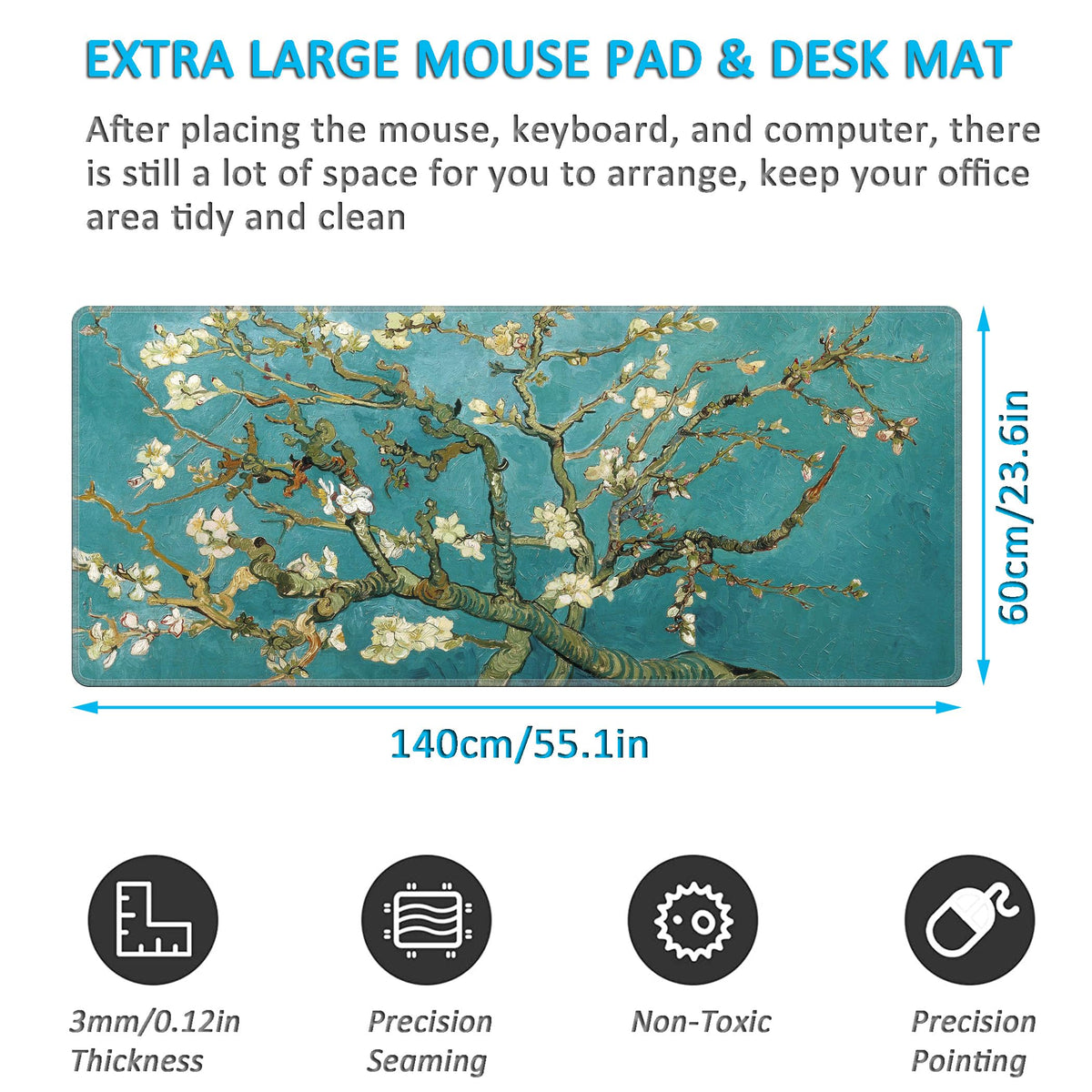 LL-COEUR XXL Landscape Gaming Mouse Pad Computer Keyboard Mat Office Desk Pad (Apricot, 55.1" x