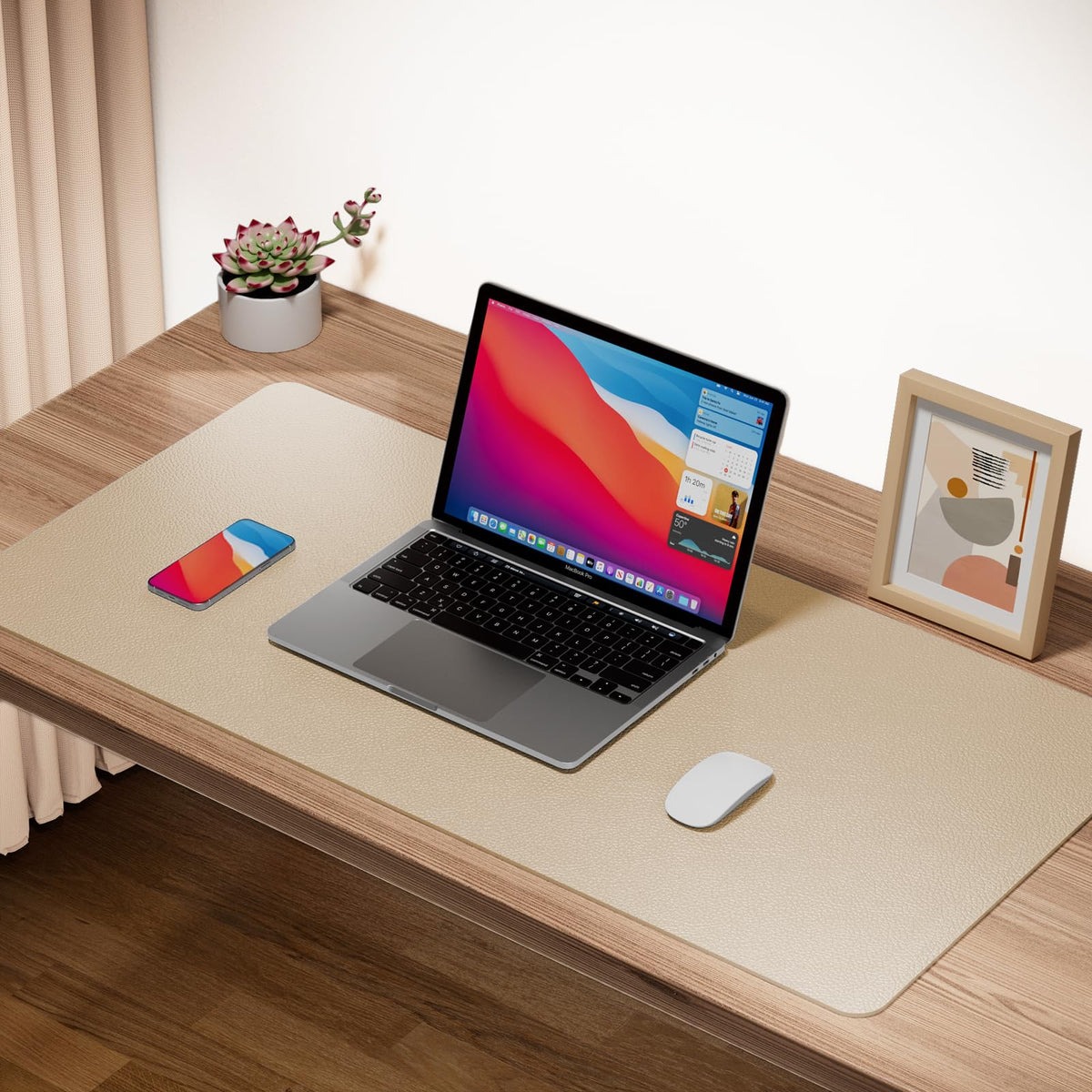 Boutilon Leather Desk Pad Protector,Non-Slip Mouse Pad,Laptop Desk Pad,Office Mouse Mat,Waterproof